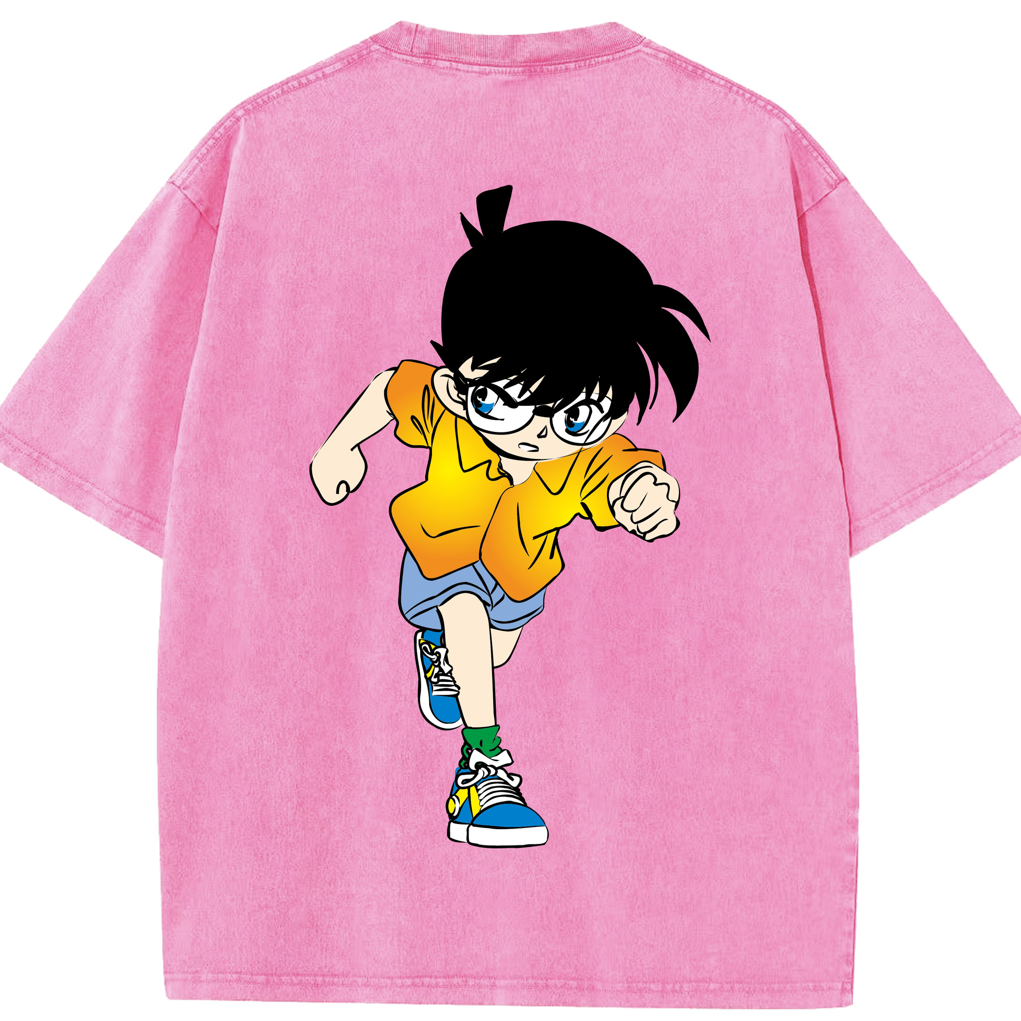 （画像用） 名探偵コナン 江戸川 コナン Detective Conan Conan Edogawa 綿100% ヴィンテージ風 半袖Tシャツ（背面プリント）